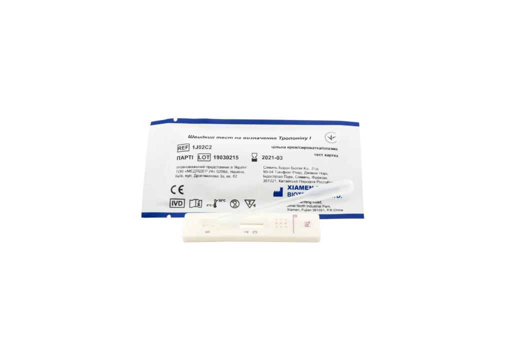 Швидкий тест на визначення Тропоніну І, тест картка, 1,0 нг/мл